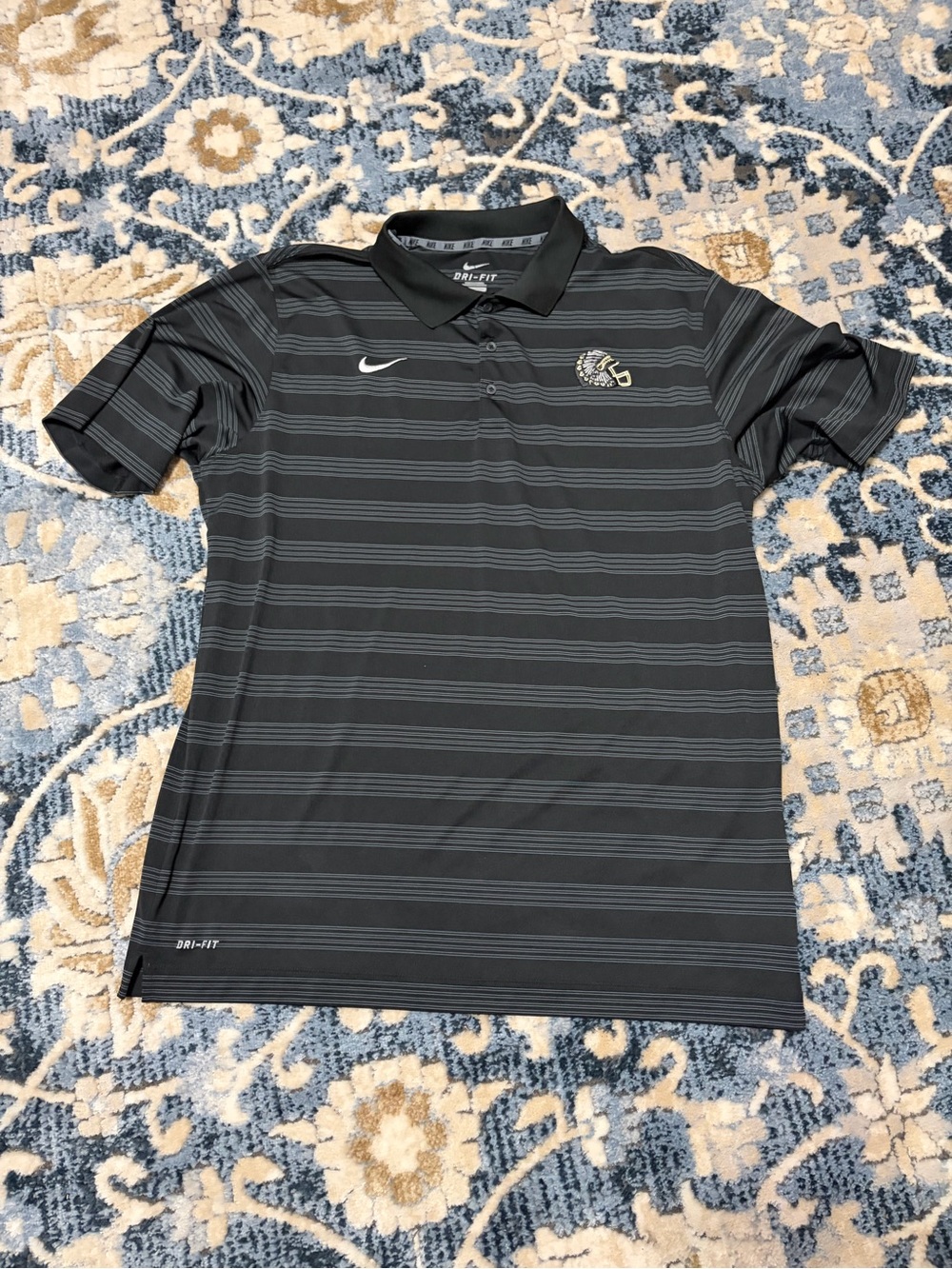 Nike Men’s Black Striped Dri-FIT Polo Shirt
